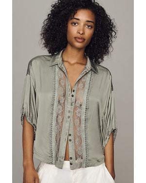 Pilcro Quincy Lace Blouse By - Grey