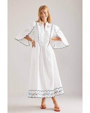 Stella Nova Embroidered Midi Dress - White
