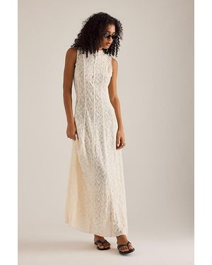 Extro & Vert Heidi Sleeveless Seamed Lace Maxi Dress - Natural