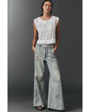 Pilcro The Adi Mid-Rise Flare Embellished Jeans By - Grey