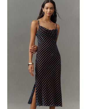 By Anthropologie Burnout Bias-Cut Slim Midi Dress - Grey
