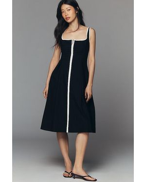 Maeve Sleeveless Notched Square-Neck Midi Dress - Blue