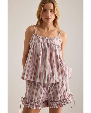 Damson Madder Flynn Ruffle Neck Cami Top - Multicolour
