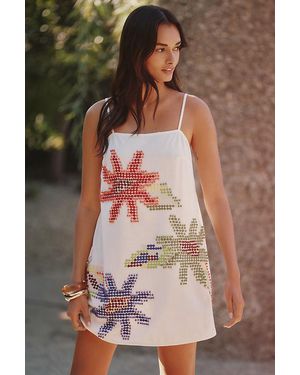 Celandine Beaded Mini Shift Dress - White
