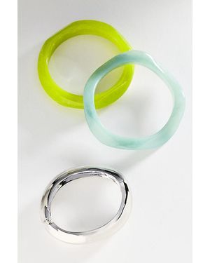 By Anthropologie Wavy Bangle Bracelets, Set Of 3 - Metallic