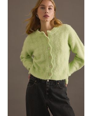 By Anthropologie Scallop Crew Cardigan - Green