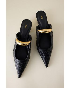 JW PEI Helena Weave Pierced Mule Heels - Black