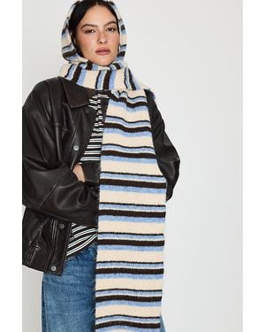 By Anthropologie Striped Hooded Scarf - Blue