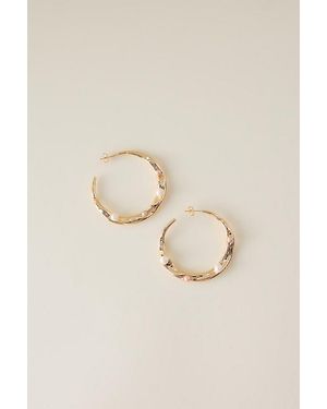 By Anthropologie Pearl Embellished Hoop Earrings - Natural