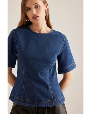 ALIGNE Cheer Structured Denim Top - Blue