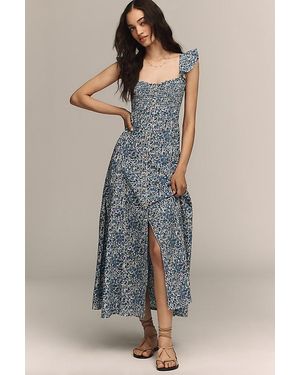 Pilcro Cotton Buttondown Midi Dress - Blue