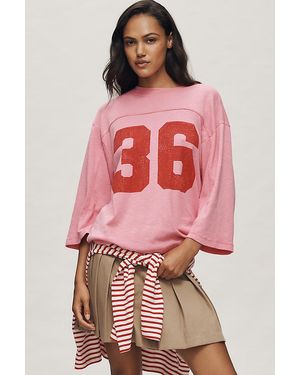 Pilcro 3/4 Sleeve Varsity T-Shirt - Pink