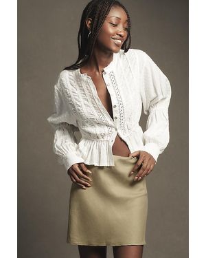 By Anthropologie The Tilda Mini Slip Skirt: Linen Edition - Black