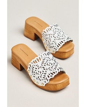By Anthropologie Woodbottom Mule Heels - White