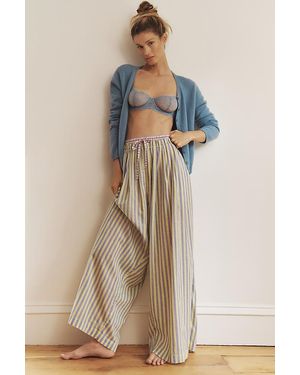 By Anthropologie Mixed Stripe Wide-Leg Pyjama Trousers - Brown