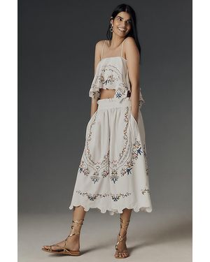 By Anthropologie Embroidered Culottes - Grey