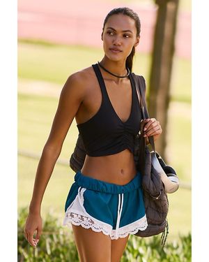 Daily Practice Long Jump Lace-Trim Drawstring Shorts - Blue