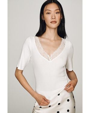 Maeve V-Neck Henley T-Shirt - White