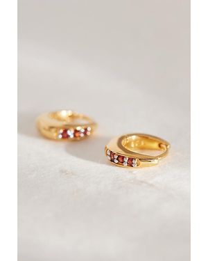 Rachel Jackson Plated Birthstone Huggie Hoop Earrings - Metallic