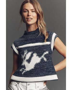 Pilcro Mock-Neck Bunny Icon Jumper Vest - Grey