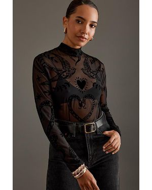 Never Fully Dressed Swallow Romance Bodysuit - Black