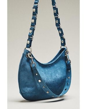 By Anthropologie Faux-Suede Circular Shoulder Bag - Blue