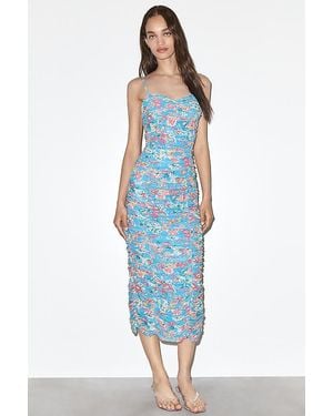 By Anthropologie Sleeveless Ruched Midi Dress - Blue