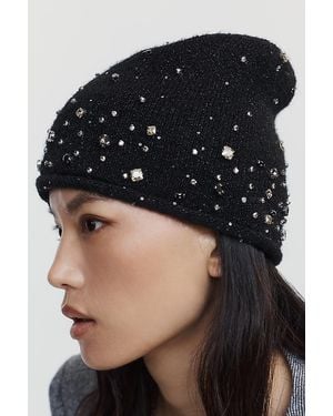 By Anthropologie Cuffless Embellished Beanie - Black