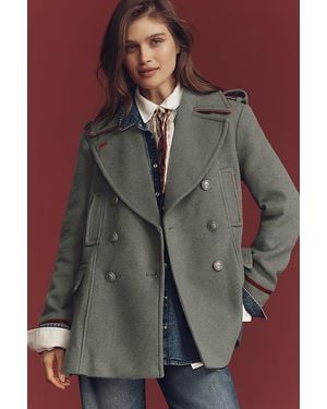 By Anthropologie Wool-Blend Military Peacoat - Brown