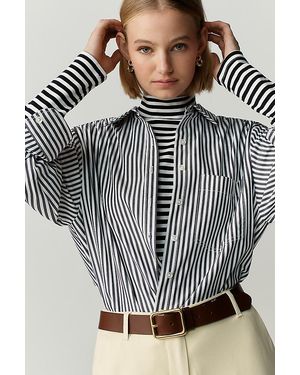 Maeve The Shrunken Bennet 100% Cotton Buttondown Shirt By - Blue