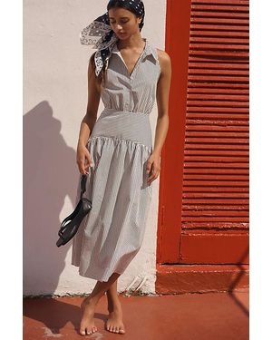 Exquise Drop-Waist Midi Shirt Dress By - Red