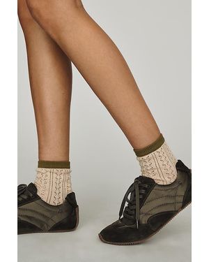 By Anthropologie Pointelle Contrast Socks - Black