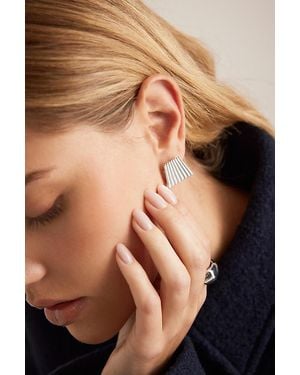 Anthropologie Textured Angular Post Earrings - Black