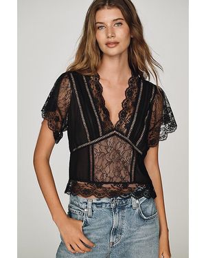 By Anthropologie Mixed Lace Top - Black