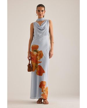 Never Fully Dressed Sophie Blurred Floral Maxi Dress - Blue