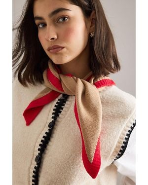 By Anthropologie Small Contrast Trim Triangle Scarf - Red