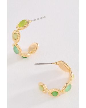 By Anthropologie Colourful Semi-Stone Hoop Earrings - Green