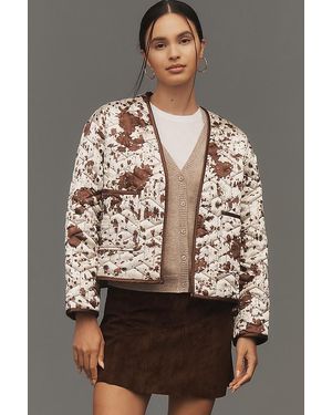 Maeve Cow Print Quilted Jacket - Brown