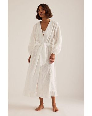 Meeka Rae Embroidered Bridal Robe - Natural