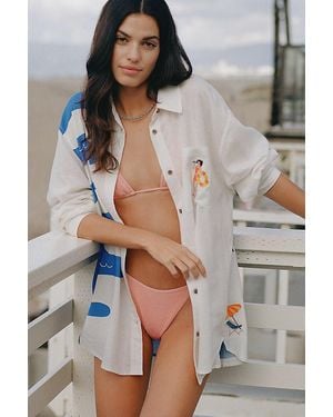 Celandine Beach Day Buttondown Surf Shirt - Grey