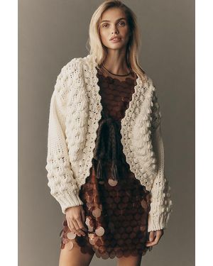 By Anthropologie Textured Front-Tie Cardigan - Brown