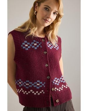 Damson Madder Sofie Wool Vest - Red