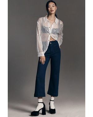 The Colette Collection by Maeve The Colette Denim Cropped Wide-Leg Jeans By Maeve - Grey