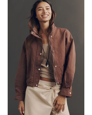 Pilcro Nylon Funnel-Neck Bomber Jacket - Brown