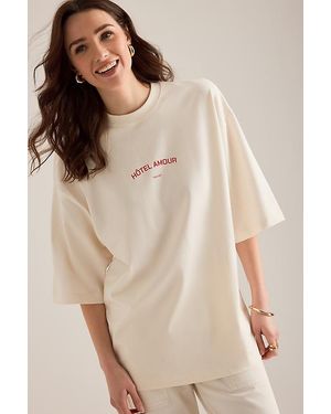 SELECTED Lia Hotel Amour Oversized T-Shirt - Natural