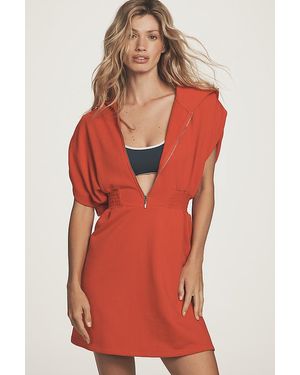 Daily Practice Half-Zip Hoodie Mini Dress - Red