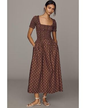 Damson Madder Raphaela Ruffle Midi Dress - Brown
