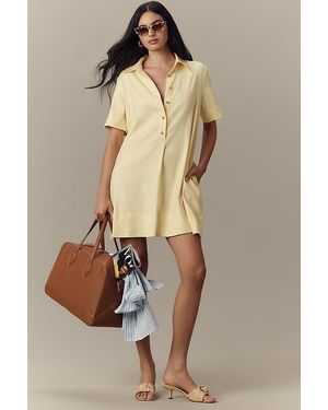 By Anthropologie The Pollie Short-Sleeve Swing Tunic Mini Dress: Linen Blend Edition - Natural