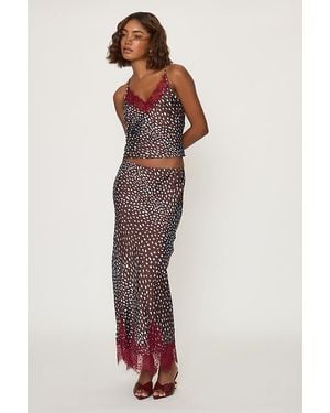 Never Fully Dressed Deer Maeva Midi Slip Skirt - Red