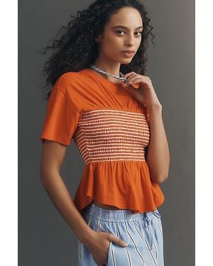Maeve Smocked Detail T-Shirt - Multicolour